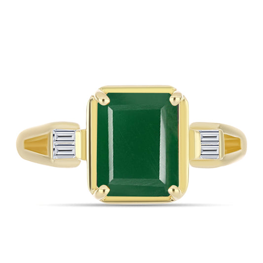 Inel din Argint 925 Placat cu Aur ( 3.69 grame ) cu Agat Verde și Zircon Alb 3.25 Carate