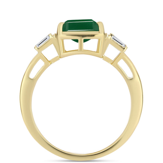 Inel din Argint 925 Placat cu Aur ( 3.69 grame ) cu Agat Verde și Zircon Alb 3.25 Carate