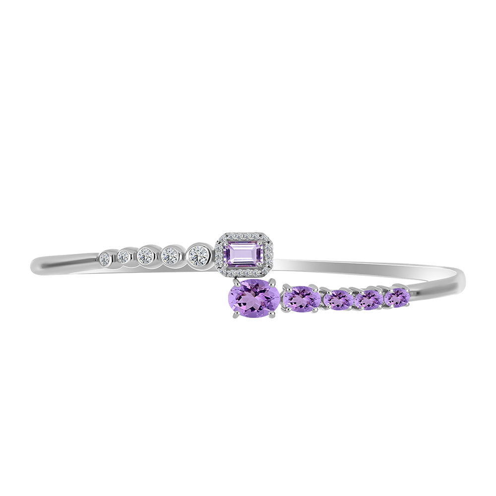 Broşă din Argint 925 ( 7.34 grame ) cu Ametist Rose de France și Topaz Alb 3.32 Carate