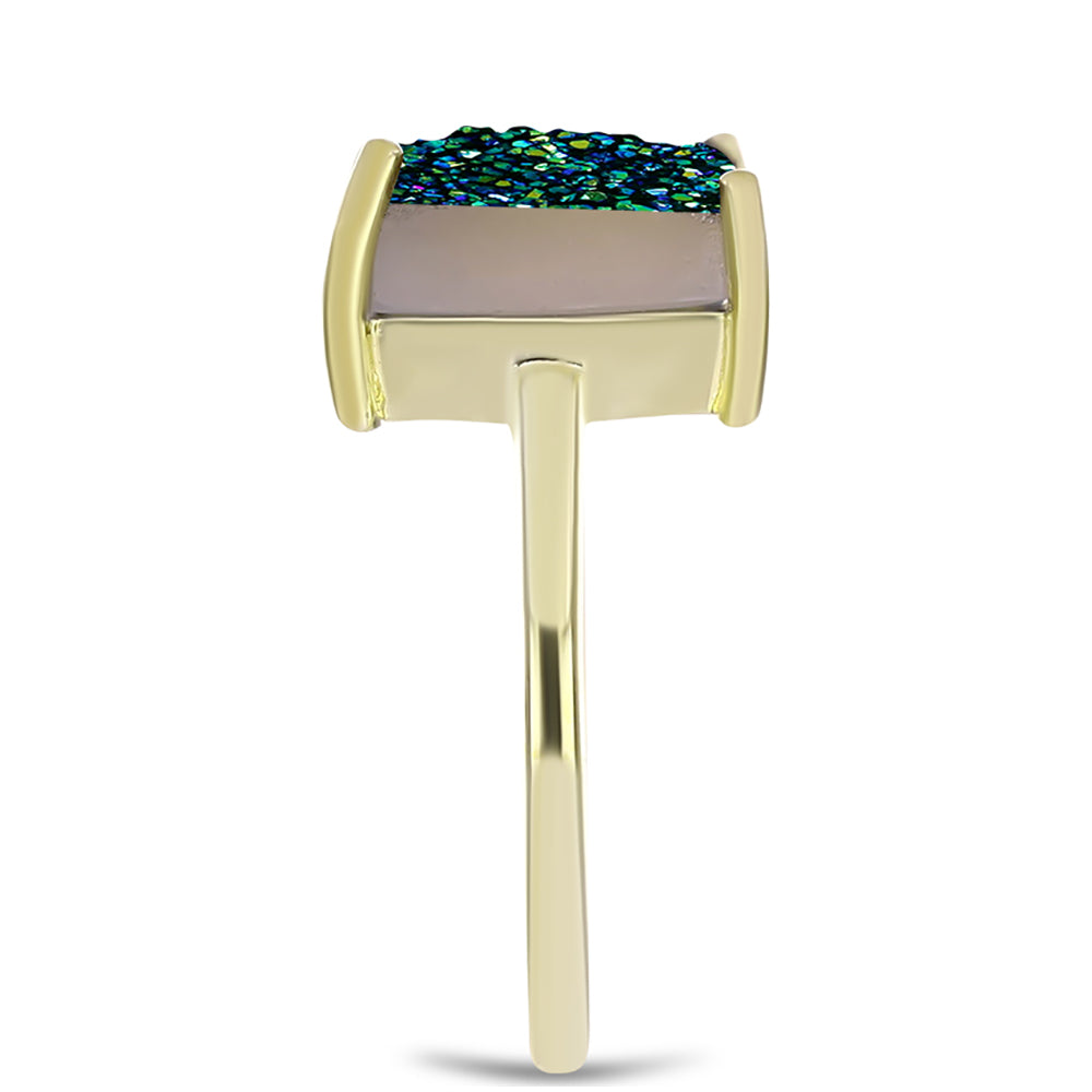 Inel din Argint 925 Placat cu Aur ( 2.1 grame ) cu Drusy Verde 4.87 Carate