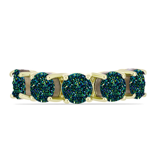 Inel din Argint 925 Placat cu Aur ( 2.23 grame ) cu Drusy Verde 4.7 Carate
