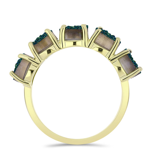 Inel din Argint 925 Placat cu Aur ( 2.23 grame ) cu Drusy Verde 4.7 Carate
