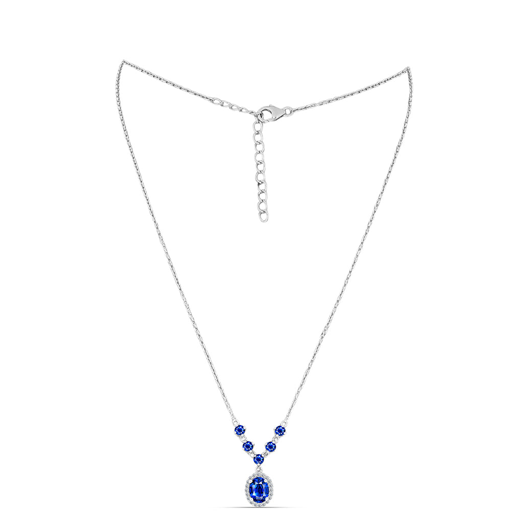 Colier din Argint 925 ( 4.03 grame ) cu Safir Albastru Australian și Topaz Alb 2.71 Carate