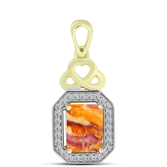 Pandantiv din Argint 925 Placat cu Aur ( 2.13 grame ) cu Jaspul "Lion's Paw" și Topaz Alb 2.64 Carate