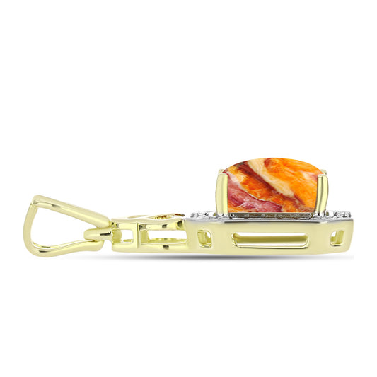 Pandantiv din Argint 925 Placat cu Aur ( 2.13 grame ) cu Jaspul "Lion's Paw" și Topaz Alb 2.64 Carate