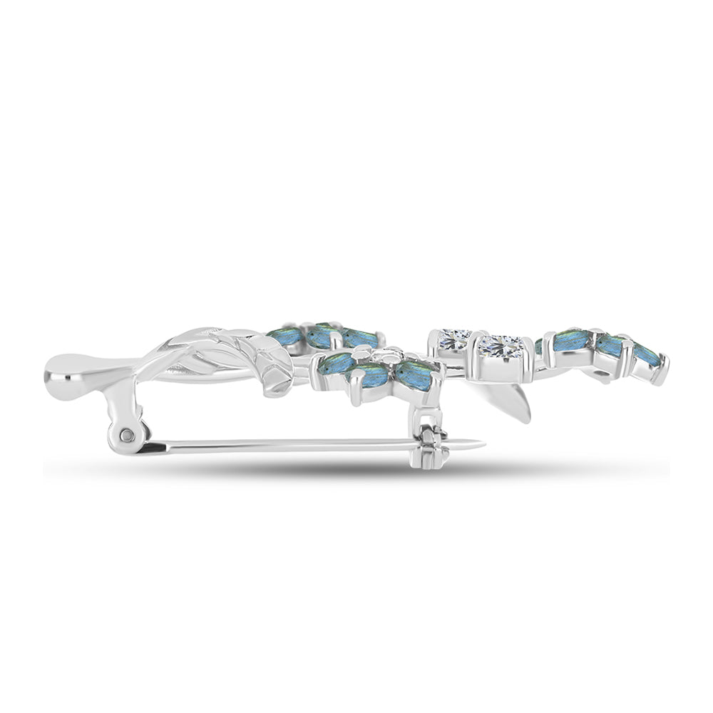 Broşă din Argint 925 ( 5.87 grame ) cu Labradorit și Topaz Alb 2.77 Carate
