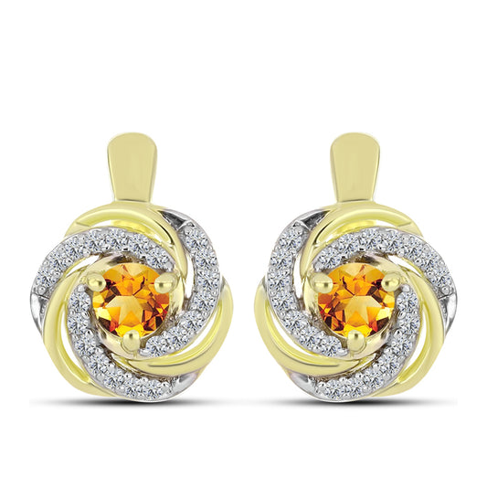 Cercei din Argint 925 Placat cu Aur ( 4.06 grame ) cu Citrin Rio Golden și Topaz Alb 0.77 Carate