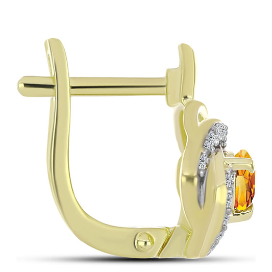 Cercei din Argint 925 Placat cu Aur ( 4.06 grame ) cu Citrin Rio Golden și Topaz Alb 0.77 Carate
