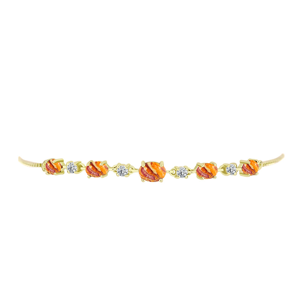 Brățară din Argint 925 Placat cu Aur ( 3.59 grame ) cu Jaspul "Lion's Paw" și Topaz Alb 2.85 Carate