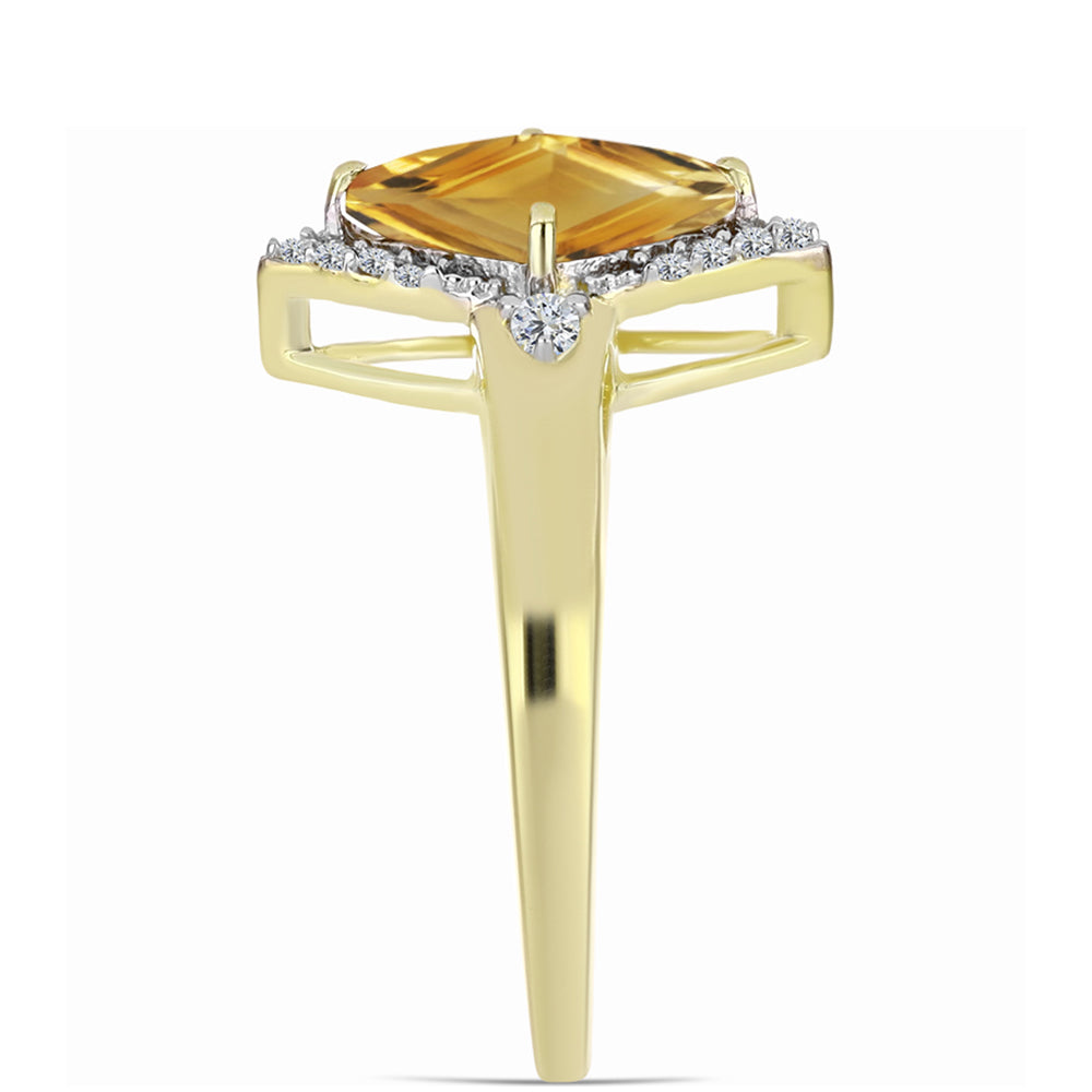 Inel din Argint 925 Placat cu Aur ( 2.94 grame ) cu Citrin Rio Golden și Topaz Alb 1.64 Carate