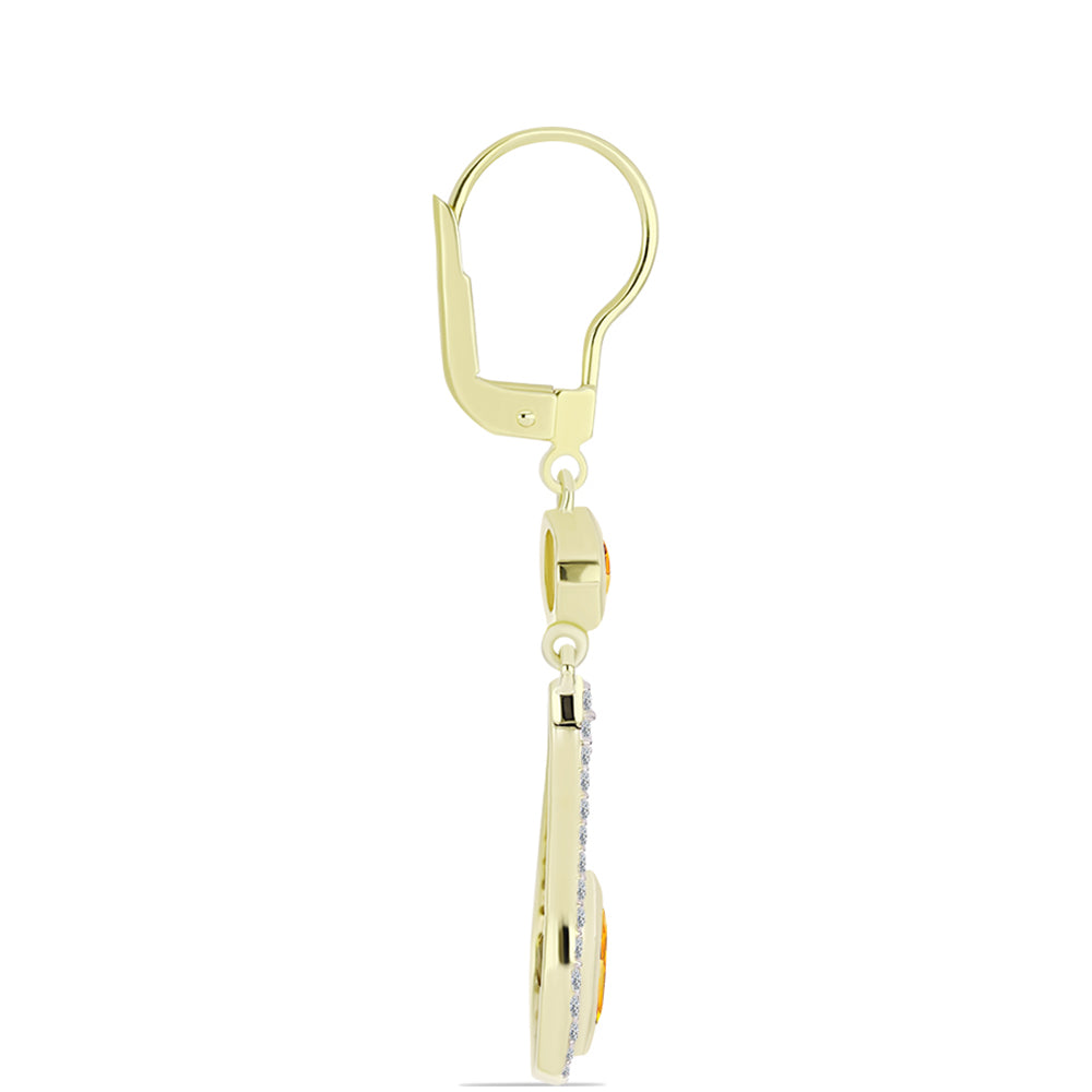 Cercei din Argint 925 Placat cu Aur ( 4.2 grame ) cu Citrin Rio Golden și Topaz Alb 2.52 Carate