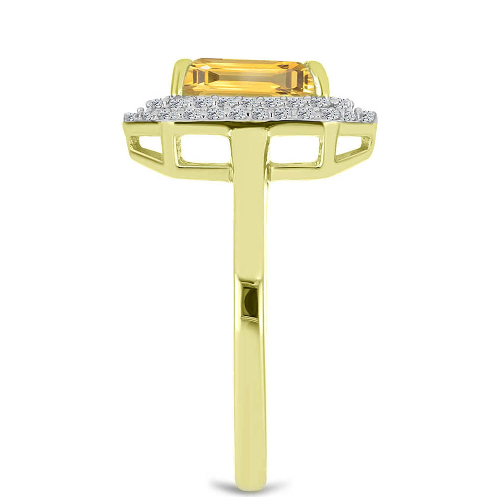 Inel din Argint 925 Placat cu Aur ( 2.94 grame ) cu Citrin Rio Golden și Topaz Alb 2.78 Carate