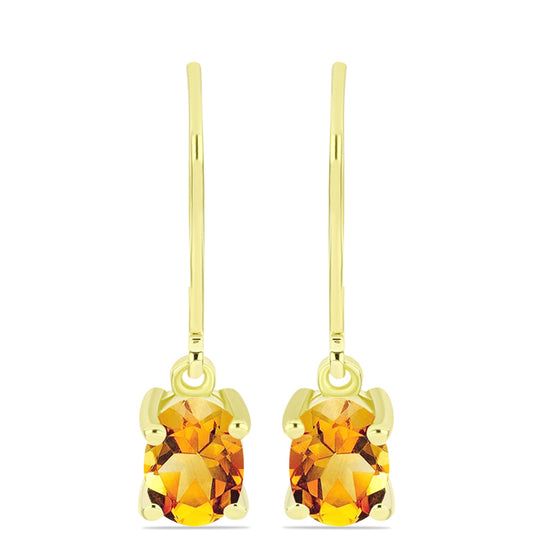 Cercei din Argint 925 Placat cu Aur ( 1.61 grame ) cu Citrin Rio Golden 1.41 Carate