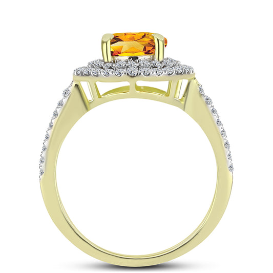 Inel din Argint 925 Placat cu Aur ( 2.72 grame ) cu Citrin Rio Golden și Topaz Alb 2.26 Carate