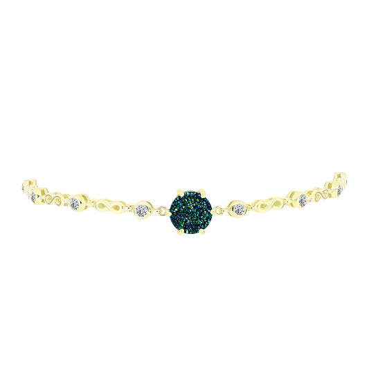 Brățară din Argint 925 Placat cu Aur ( 7.36 grame ) cu Drusy Verde și Topaz Alb 5.13 Carate