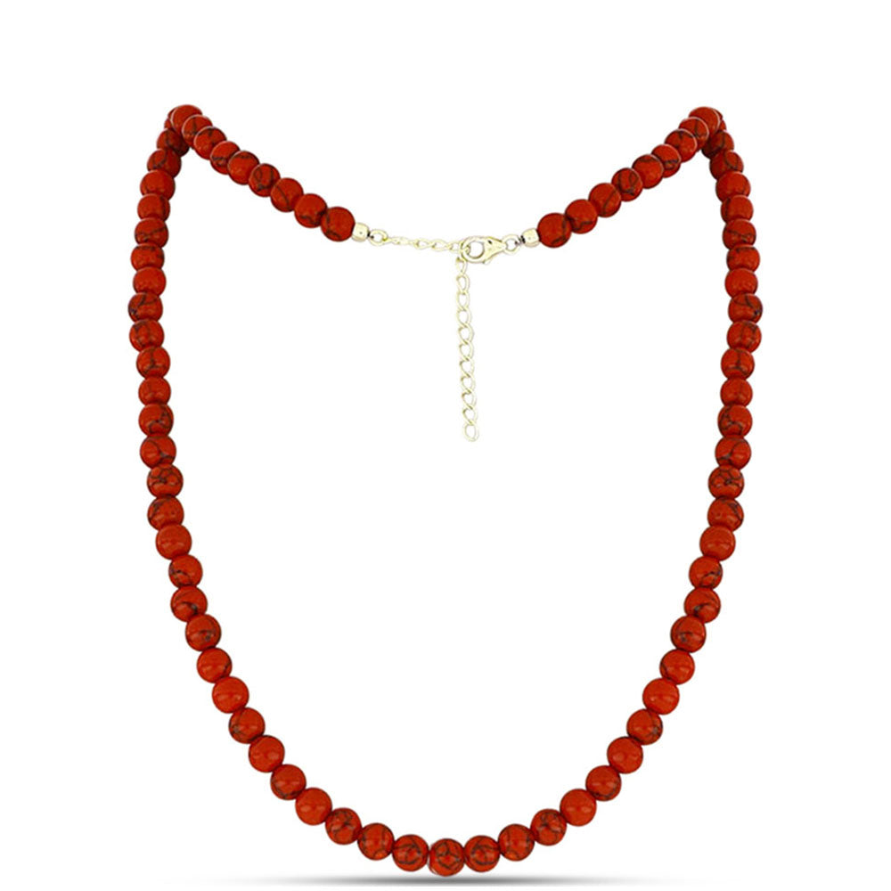 Colier din Argint 925 Placat cu Aur ( 1 grame ) cu Coral Roșu Burete 95.19 Carate