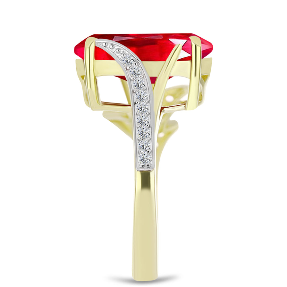 Inel din Argint 925 Placat cu Aur ( 4.25 grame ) cu Agat Roșu și Topaz Alb 6.26 Carate