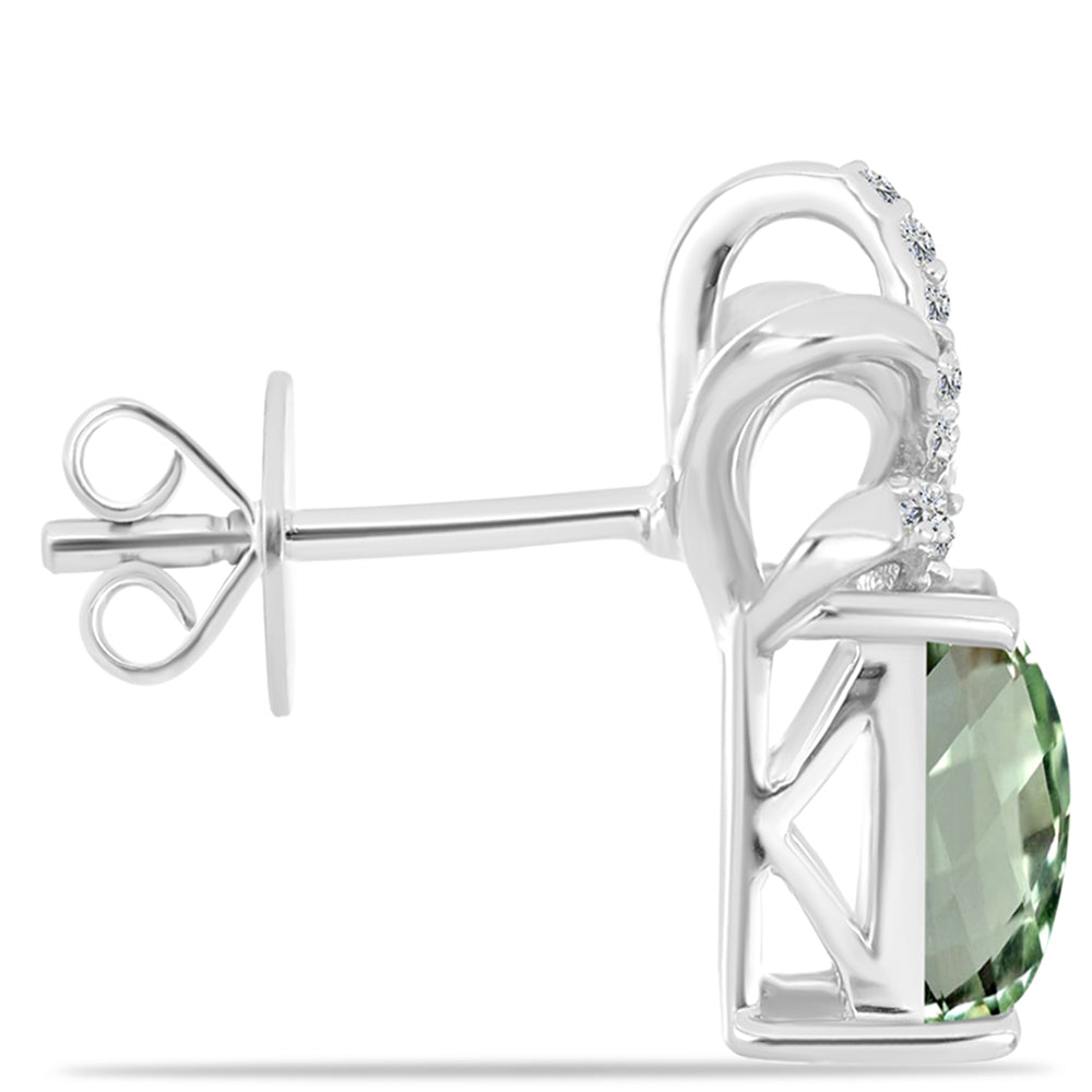 Cercei din Argint 925 ( 3.11 grame ) cu Ametist Verde și Topaz Alb 3.21 Carate
