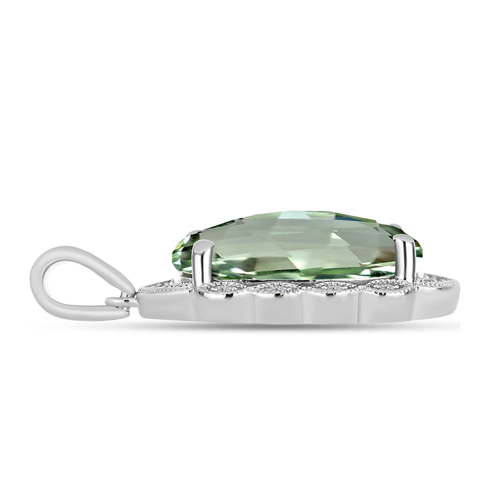 Pandantiv din Argint 925 ( 3.09 grame ) cu Ametist Verde și Topaz Alb 7.95 Carate