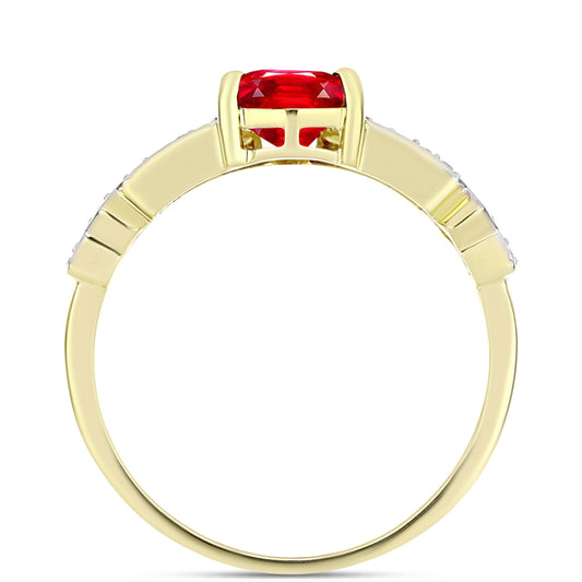 Inel din Argint 925 Placat cu Aur ( 2.59 grame ) cu Agat Roșu și Topaz Alb 1.59 Carate