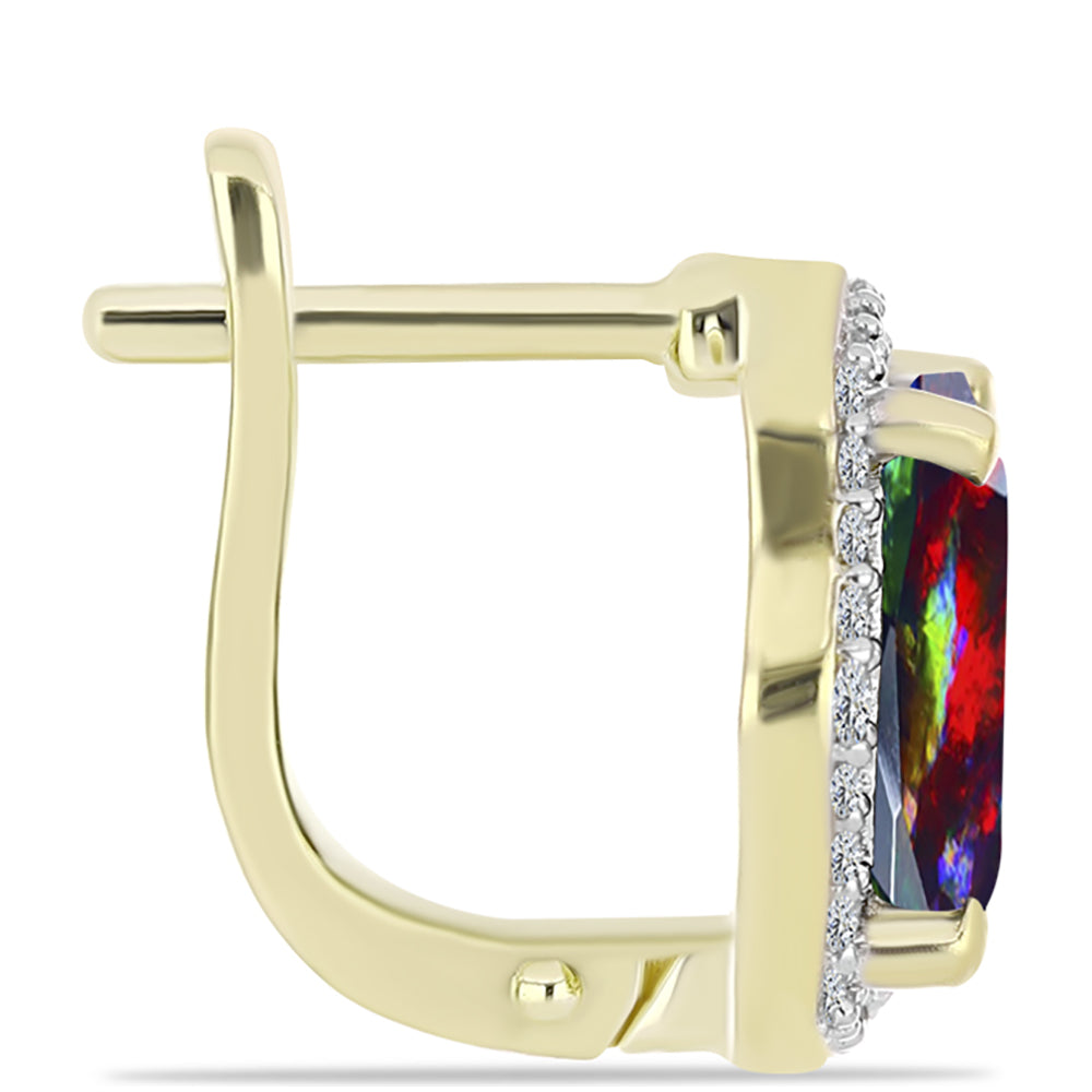 Cercei din Argint 925 Placat cu Aur ( 4.06 grame ) cu Opal Etiopian Negru Lega Dembi și Topaz Alb 3.59 Carate