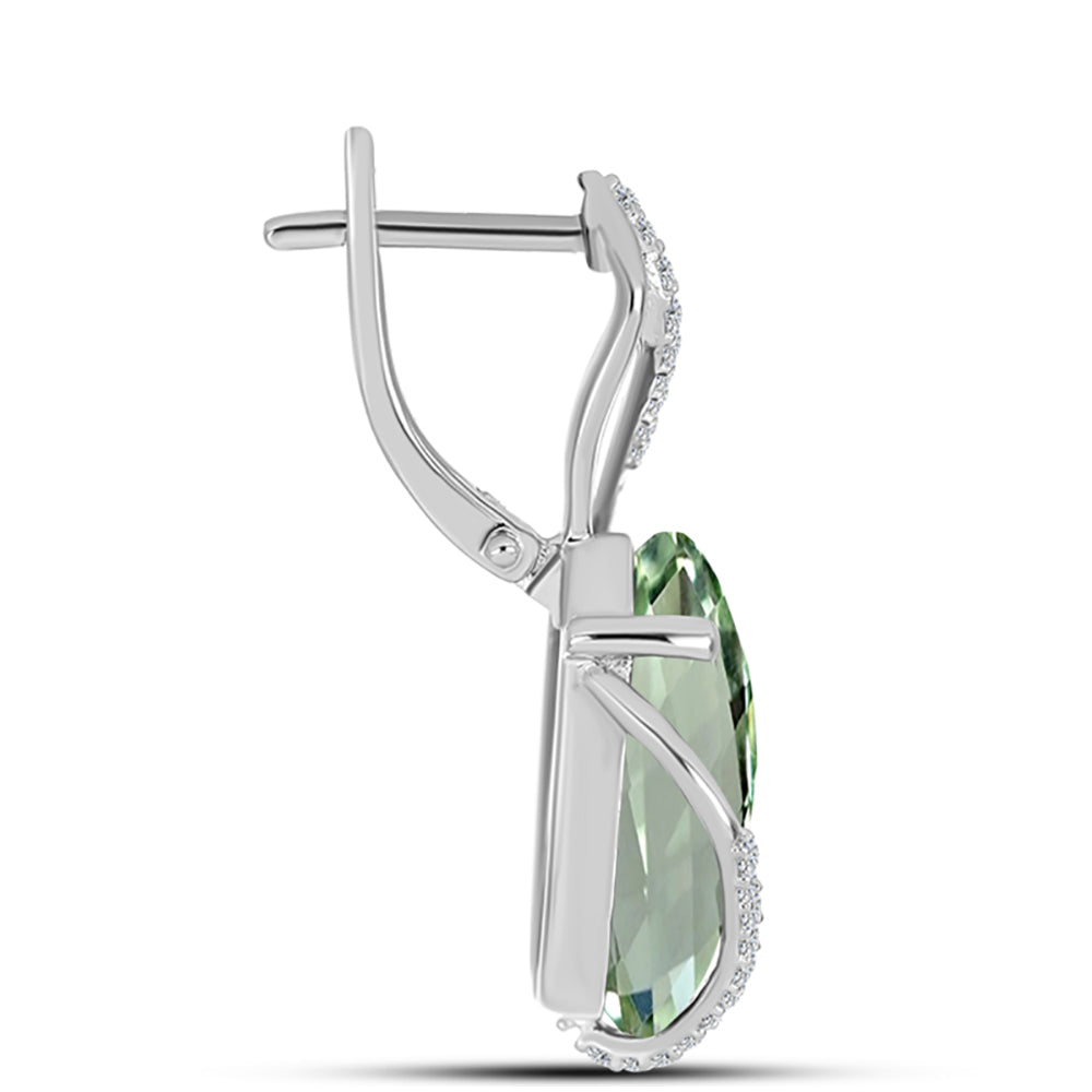 Cercei din Argint 925 ( 4.15 grame ) cu Ametist Verde și Topaz Alb 15.64 Carate