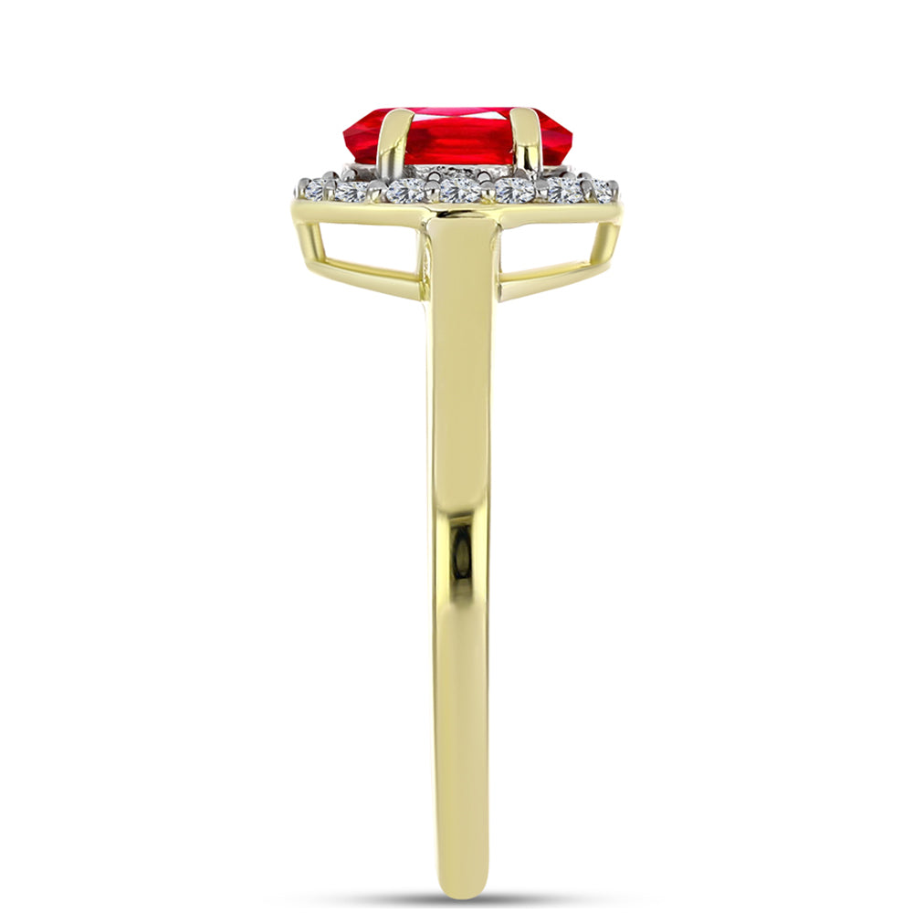 Inel din Argint 925 Placat cu Aur ( 2.52 grame ) cu Agat Roșu și Topaz Alb 1.35 Carate
