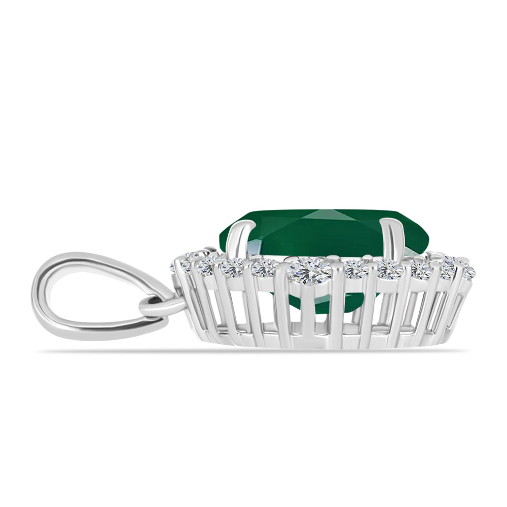 Pandantiv din Argint 925 ( 2.02 grame ) cu Calcedon Verde și Topaz Alb 4.73 Carate
