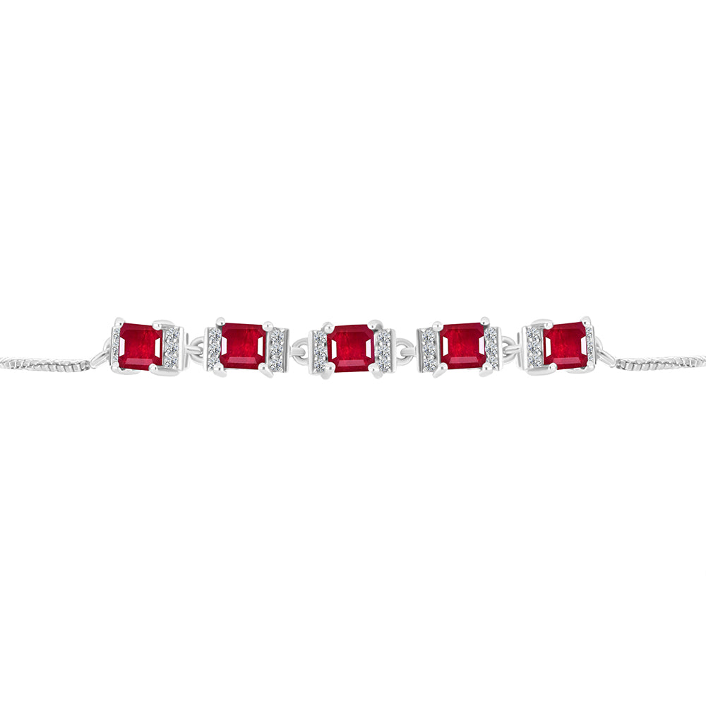 Brățară din Argint 925 ( 3.82 grame ) cu Rubin Malagasy și Topaz Alb 2.85 Carate