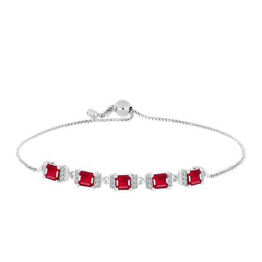 Brățară din Argint 925 ( 3.82 grame ) cu Rubin Malagasy și Topaz Alb 2.85 Carate
