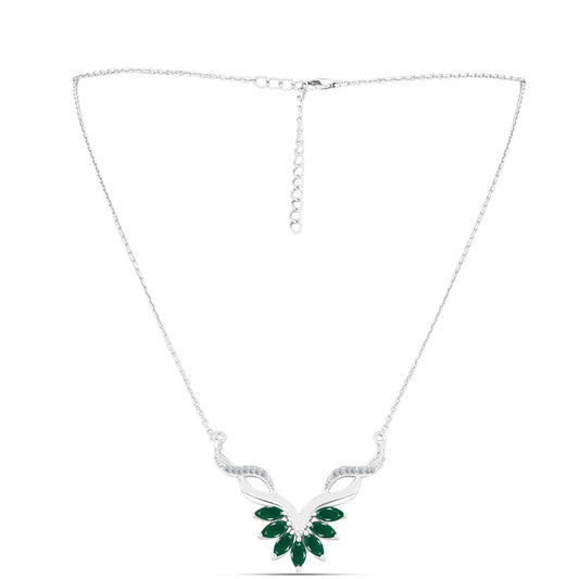 Colier din Argint 925 ( 5.68 grame ) cu Calcedon Verde și Topaz Alb 1.48 Carate