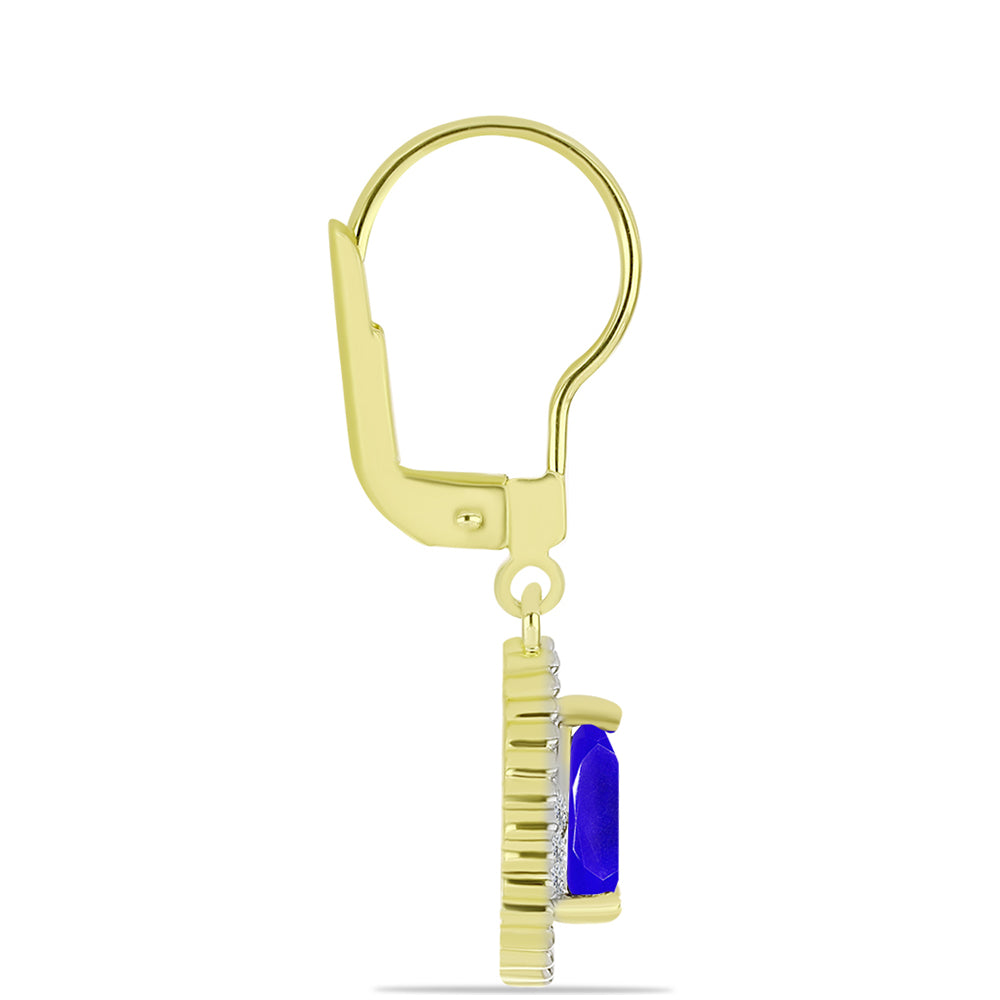 Cercei din Argint 925 Placat cu Aur ( 2.67 grame ) cu Agat Albastru și Topaz Alb 1.68 Carate