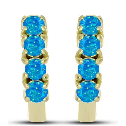 Cercei din Argint 925 Placat cu Aur ( 3.7 grame ) cu Opal Albastru Etiopian Paraiba 0.5 Carate