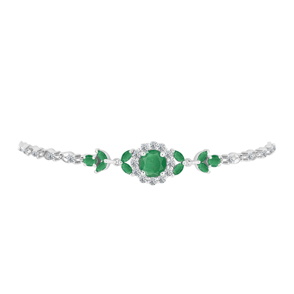 Brățară din Argint 925 ( 5.97 grame ) cu Smarald Brazilian și Topaz Alb 3.28 Carate