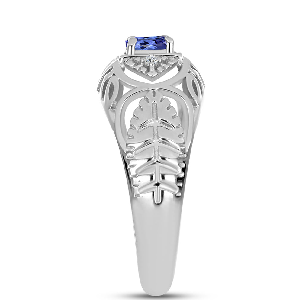 Inel din Argint 925 ( 3.6 grame ) cu Tanzanit și Topaz Alb 0.37 Carate