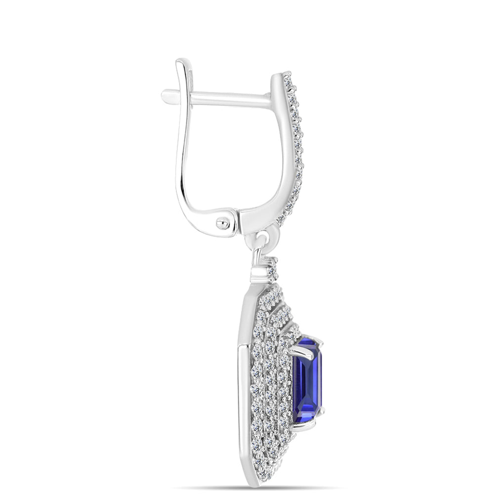 Cercei din Argint 925 ( 7.32 grame ) cu Tanzanit și Topaz Alb 4.07 Carate
