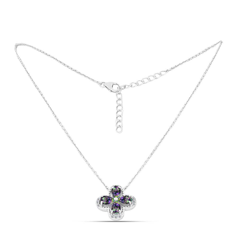 Colier din Argint 925 ( 4.06 grame ) cu Topaz Mistic și Topaz Alb 1.46 Carate