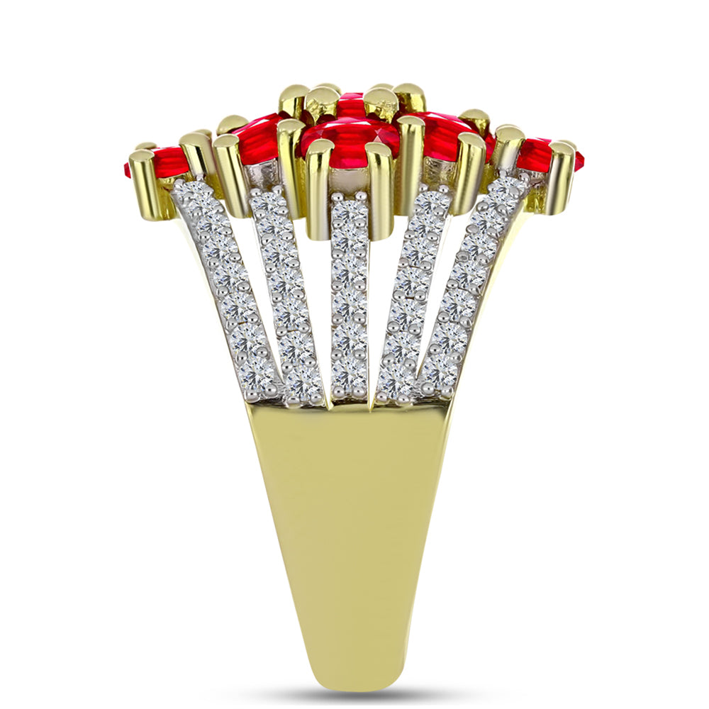 Inel din Argint 925 Placat cu Aur ( 4.98 grame ) cu Agat Roșu și Topaz Alb 2.7 Carate