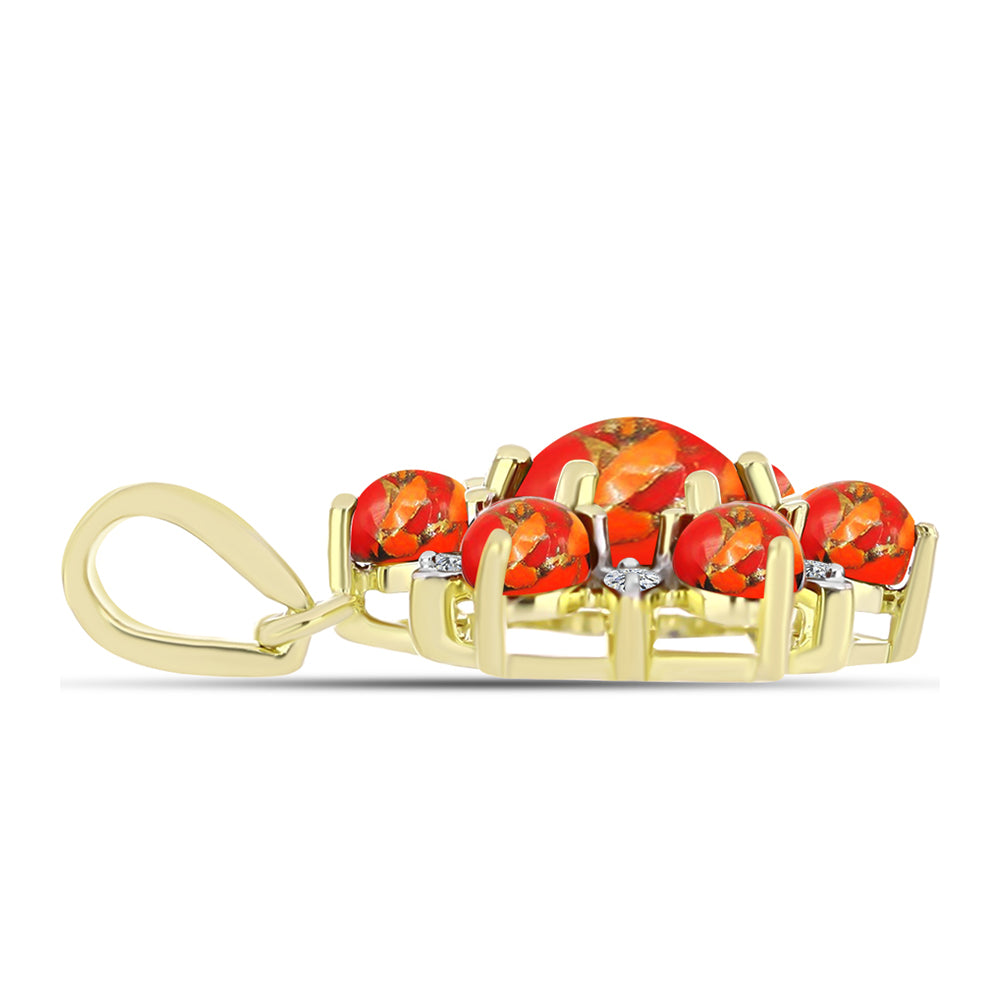 Pandantiv din Argint 925 Placat cu Aur ( 1.36 grame ) cu Turcoaz Mohave și Topaz Alb 1.57 Carate