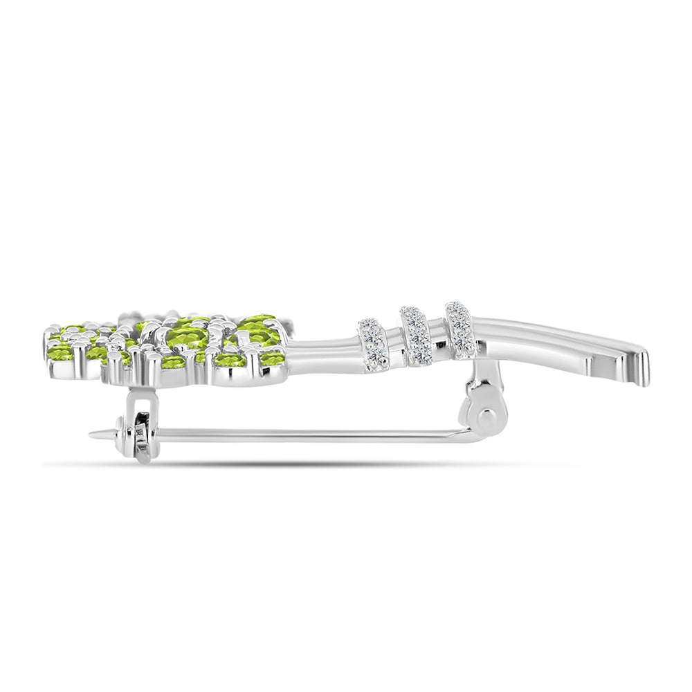 Broşă din Argint 925 ( 5.3 grame ) cu Peridot Changbai și Topaz Alb 2.22 Carate