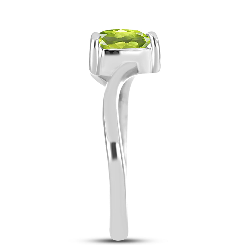 Inel din Argint 925 ( 2.02 grame ) cu Peridot Changbai și Topaz Alb 0.89 Carate
