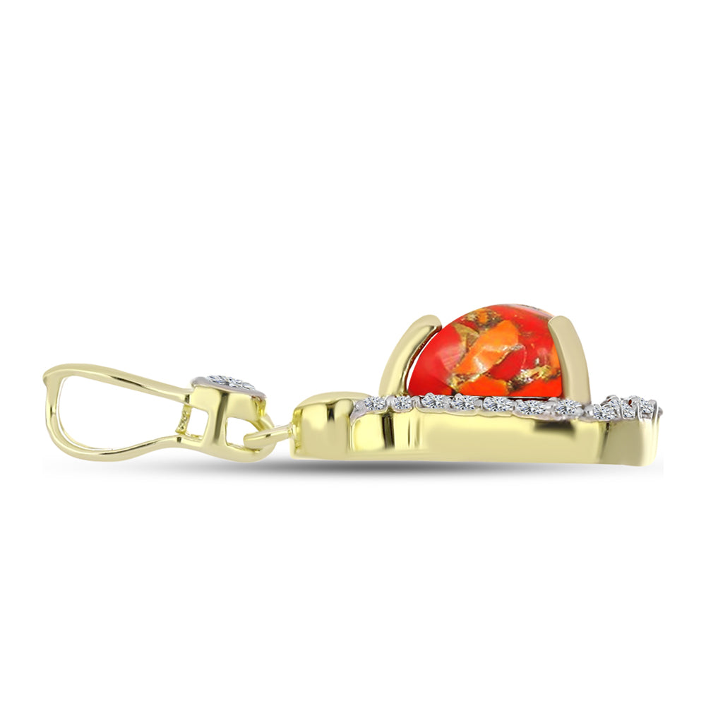 Pandantiv din Argint 925 Placat cu Aur ( 1.56 grame ) cu Turcoaz Mohave și Topaz Alb 1.86 Carate