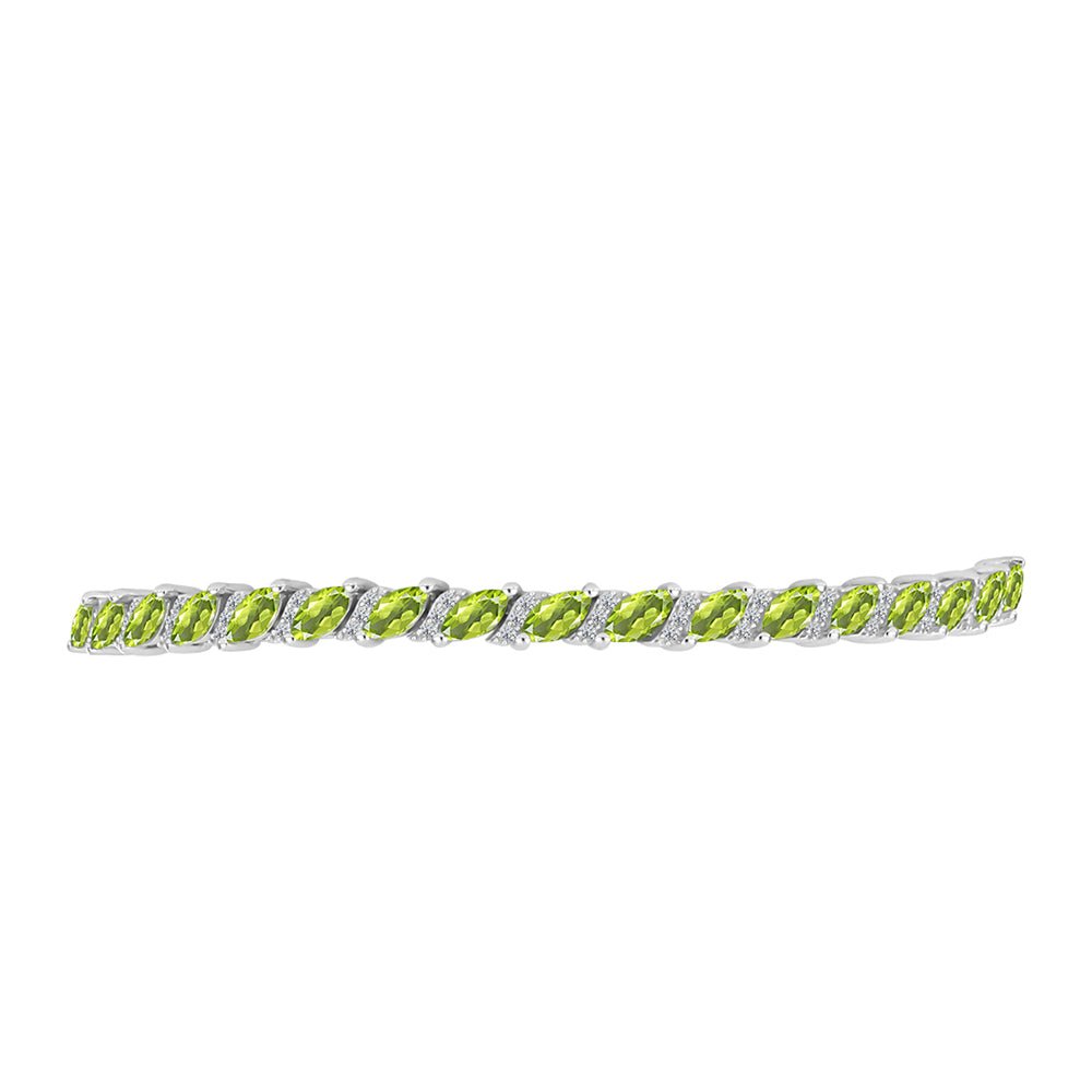 Brățară din Argint 925 ( 8.83 grame ) cu Peridot Changbai și Topaz Alb 4.86 Carate