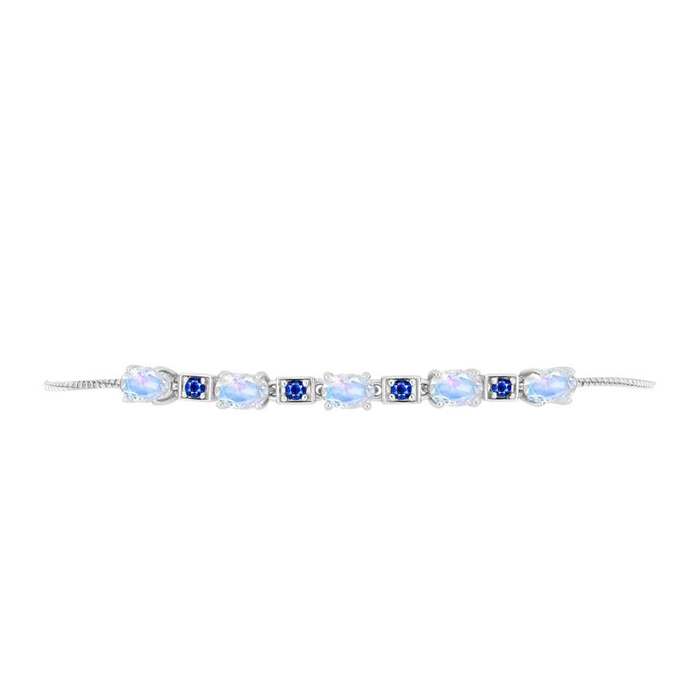 Brățară din Argint 925 ( 4.14 grame ) cu Safir Albastru Australian și Piatra Lunii Curcubeu 2.53 Carate