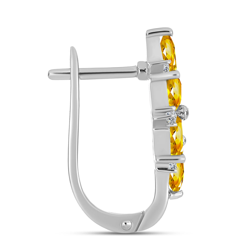 Cercei din Argint 925 ( 5.41 grame ) cu Citrin Ural și Topaz Alb 2.89 Carate