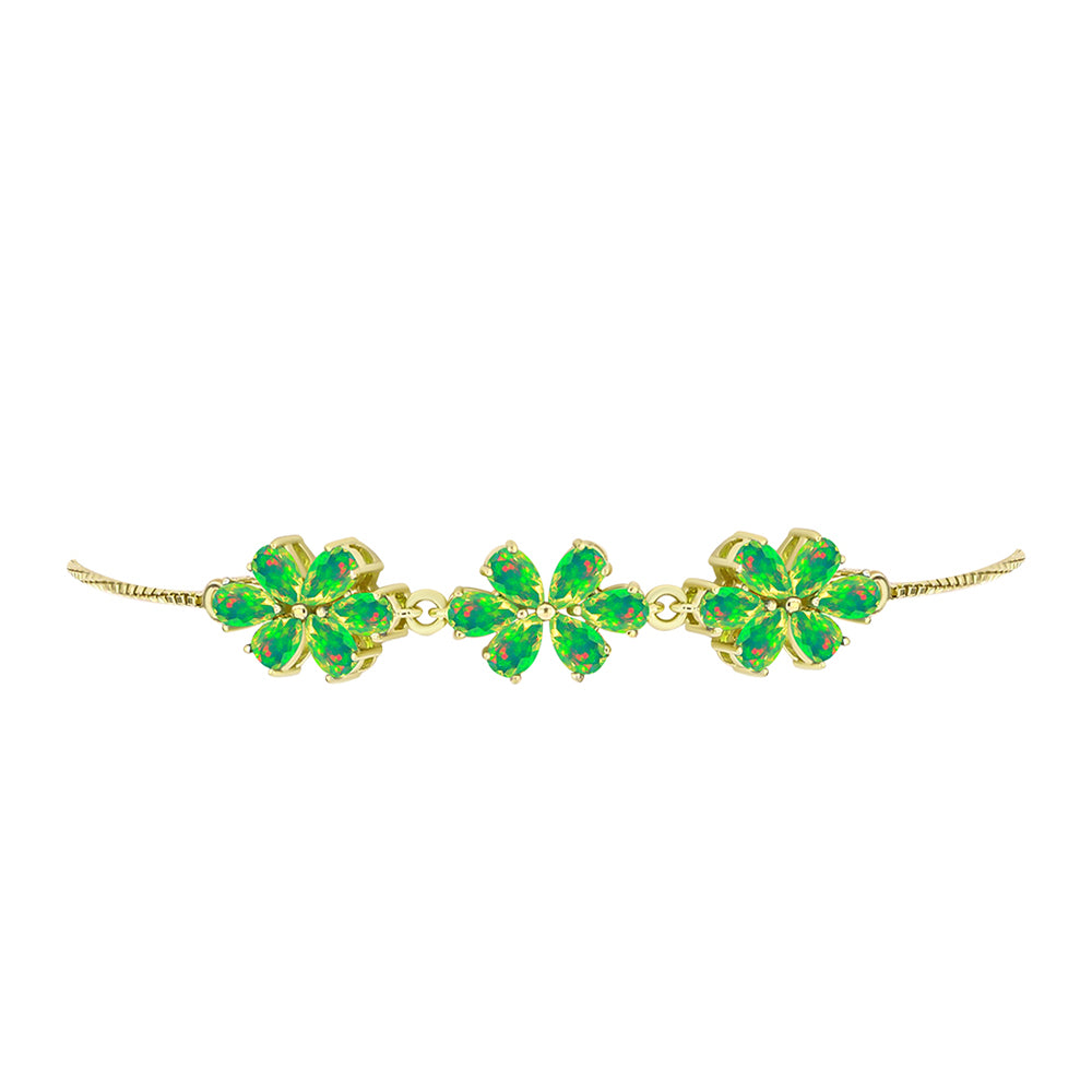 Brățară din Argint 925 Placat cu Aur ( 4.93 grame ) cu Opal Verde Etiopian Lega Dembi 2.35 Carate