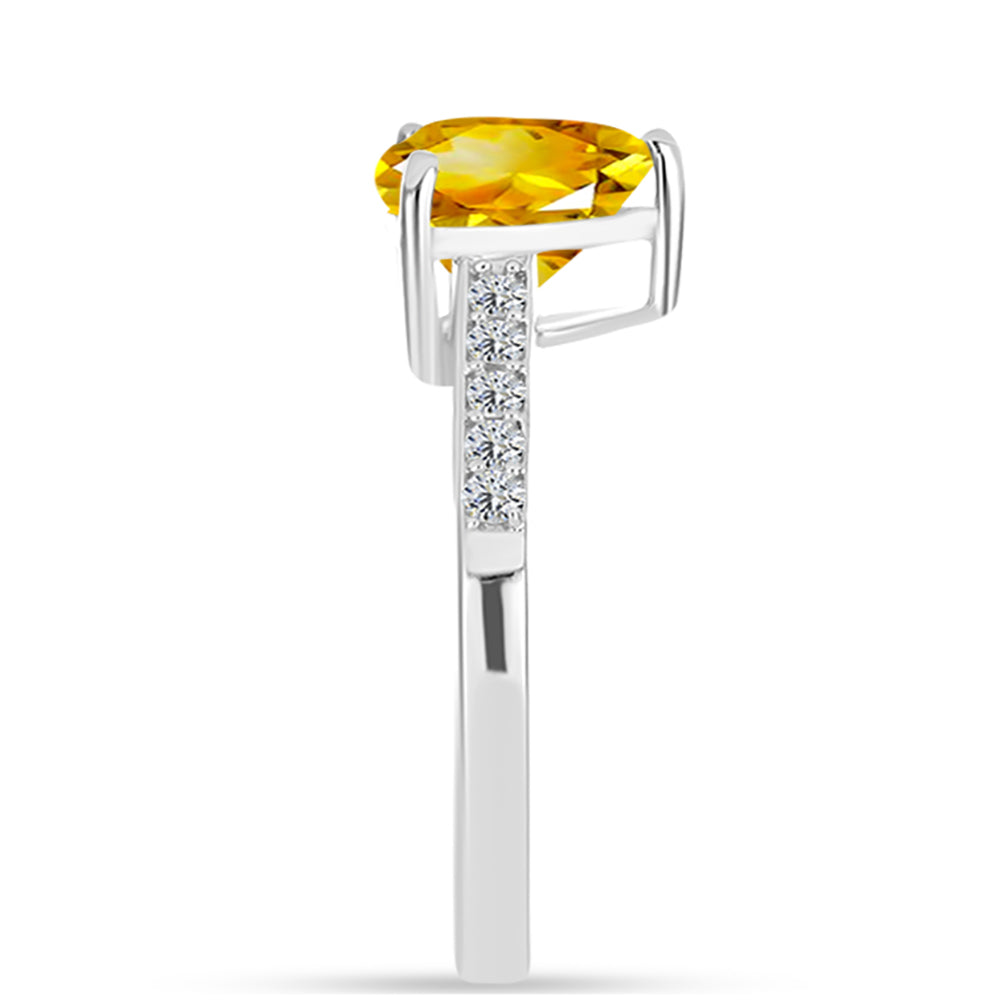Inel din Argint 925 ( 1.94 grame ) cu Citrin Ural și Topaz Alb 1.71 Carate