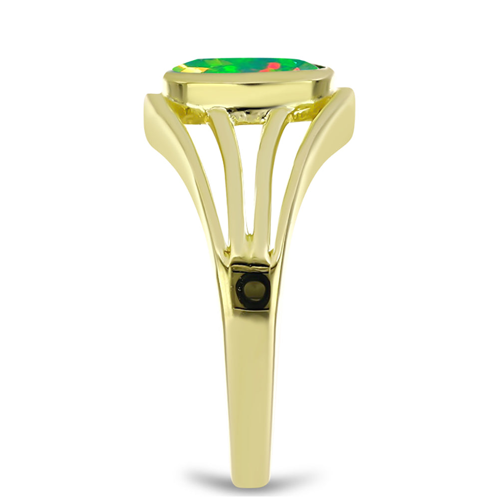 Inel din Argint 925 Placat cu Aur ( 3.33 grame ) cu Opal Verde Etiopian Lega Dembi 0.72 Carate
