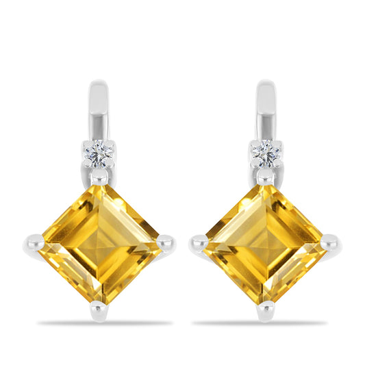 Cercei din Argint 925 ( 2.59 grame ) cu Citrin Ural și Topaz Alb 2.17 Carate