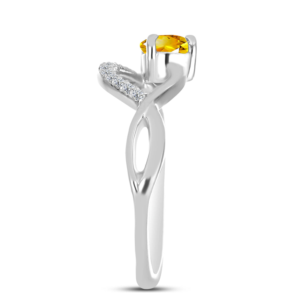 Inel din Argint 925 ( 2.07 grame ) cu Citrin Ural și Topaz Alb 0.69 Carate
